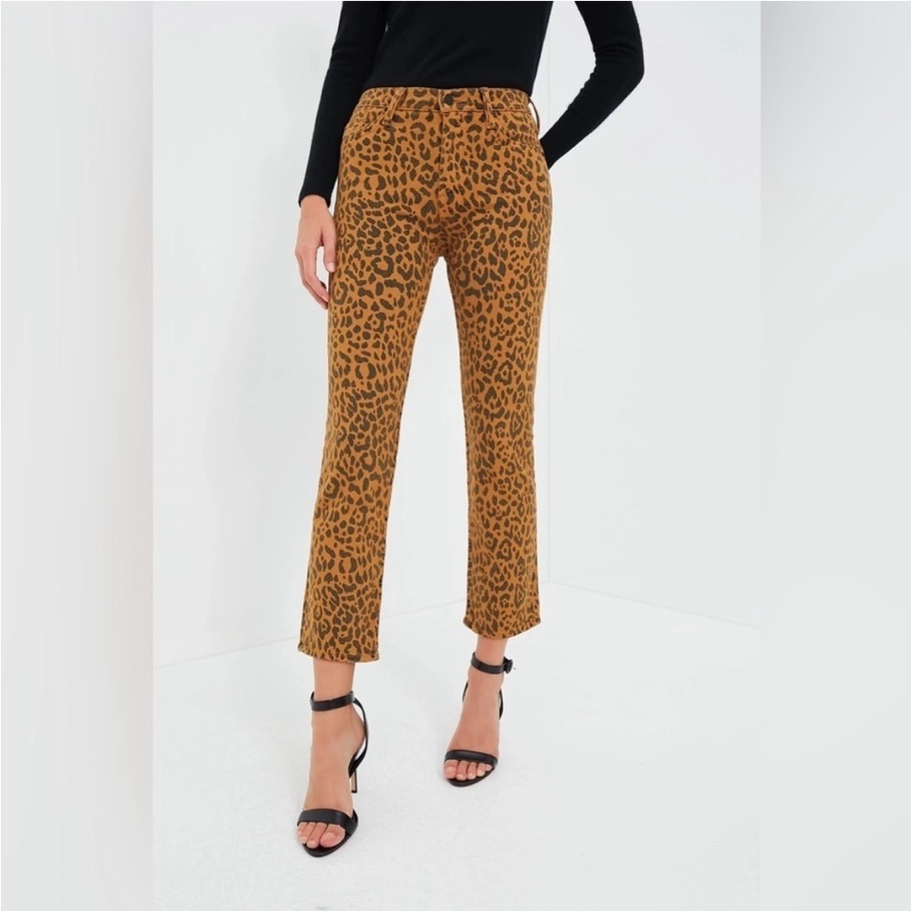 MOTHER Hit The Spot Mid Rise Leopard Denim Jeans